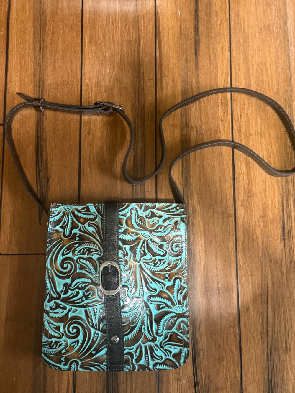 Brown Leather- turquoise tooled purse